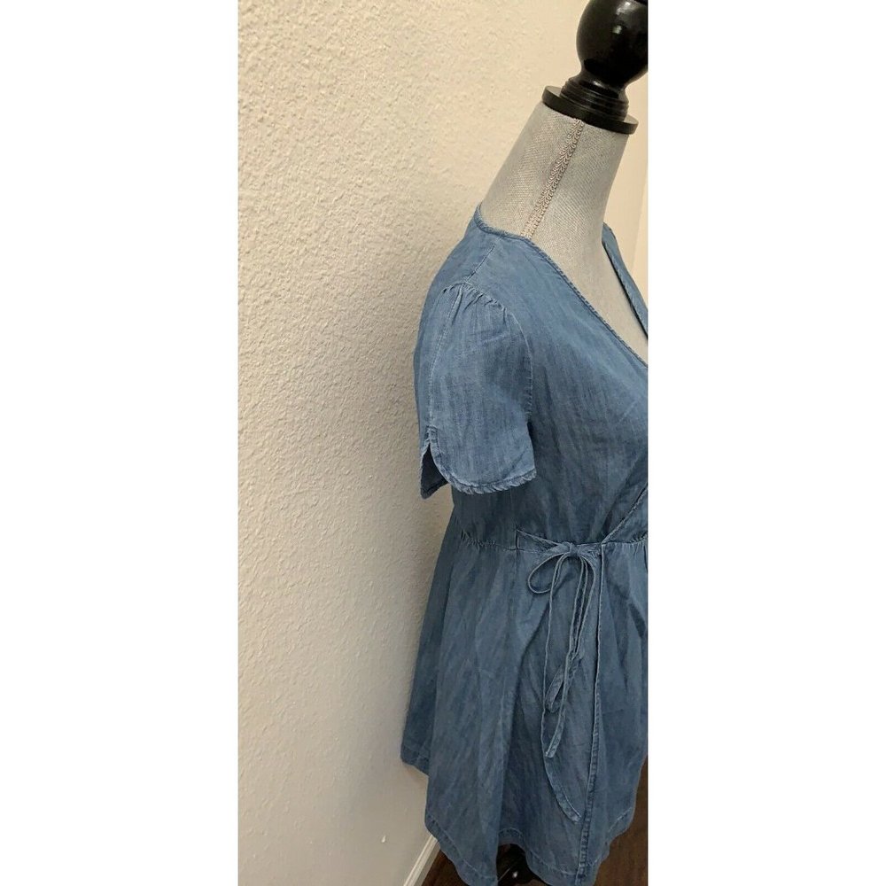 Madewell Wrap Dress Blue Chambray Size XS New NWT Short Sleeve RARE HTF - Picture 8 of 8